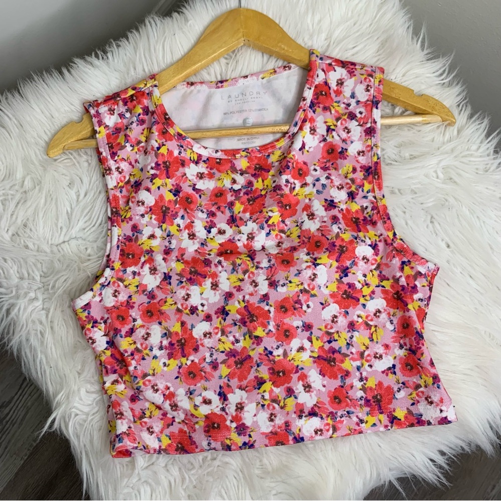 Laundry by Shelli Segal Floral Sleeveless Crop Top L
